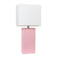 All The Rages Lalia Home Lexington 21" Pink Leather Base Modern Home Bedside Table Lamp