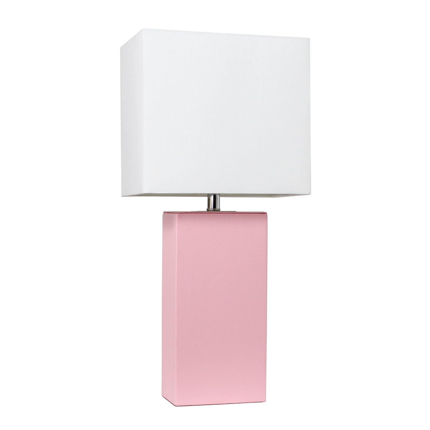 All The Rages Lalia Home Lexington 21" Pink Leather Base Modern Home Bedside Table Lamp