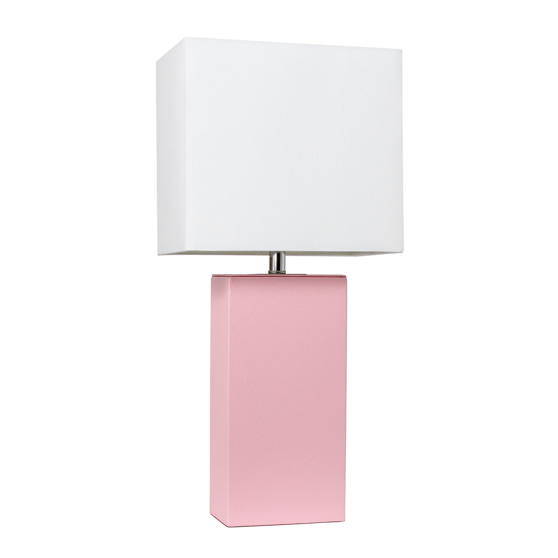 All The Rages Lalia Home Lexington 21" Pink Leather Base Modern Home Bedside Table Lamp