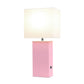 All The Rages Lalia Home Lexington 21" Pink Leather Base Modern Home Décor Bedside Table Lamp With USB Charging Port