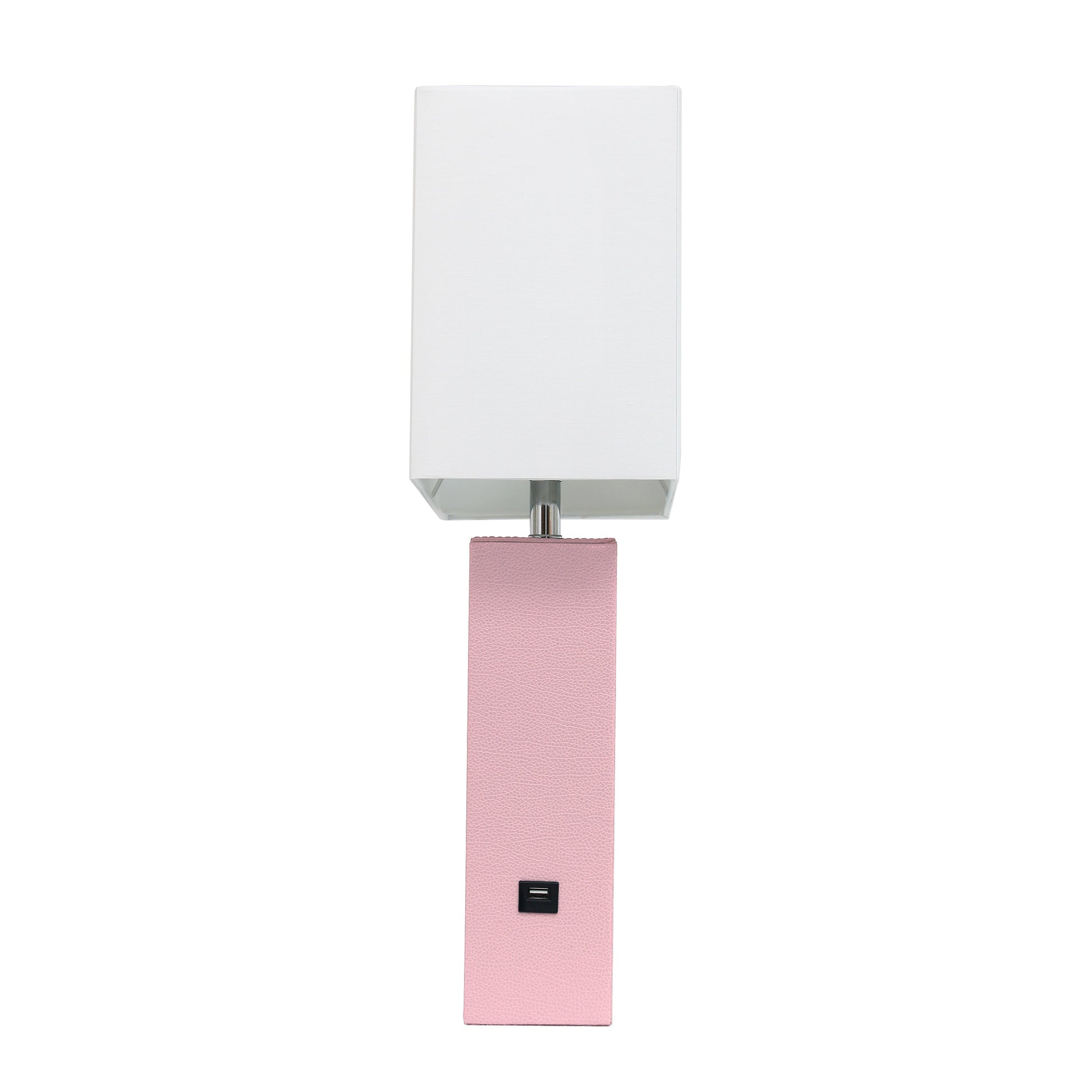 All The Rages Lalia Home Lexington 21" Pink Leather Base Modern Home Décor Bedside Table Lamp With USB Charging Port