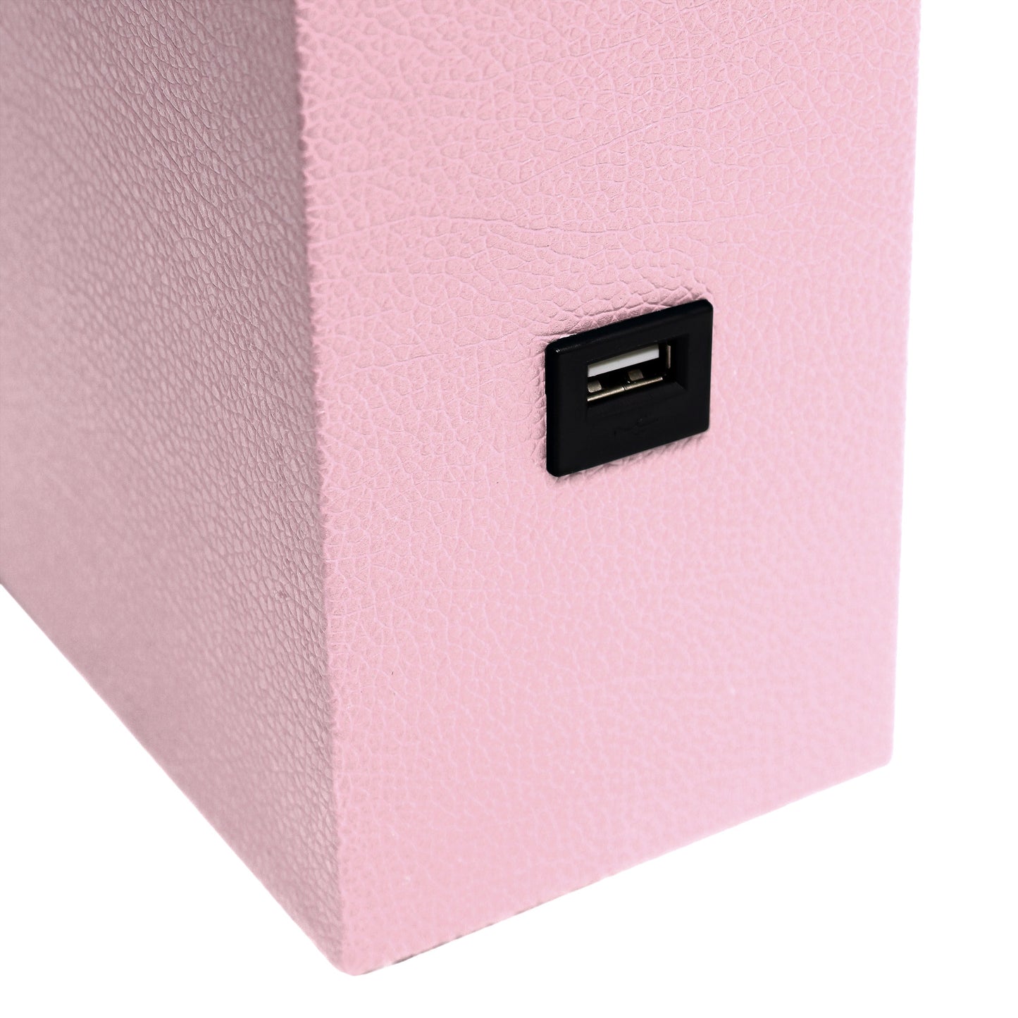 All The Rages Lalia Home Lexington 21" Pink Leather Base Modern Home Décor Bedside Table Lamp With USB Charging Port