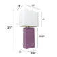 All The Rages Lalia Home Lexington 21" Purple Leather Base Modern Home Bedside Table Lamp