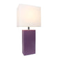 All The Rages Lalia Home Lexington 21" Purple Leather Base Modern Home Bedside Table Lamp