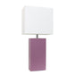 All The Rages Lalia Home Lexington 21" Purple Leather Base Modern Home Bedside Table Lamp