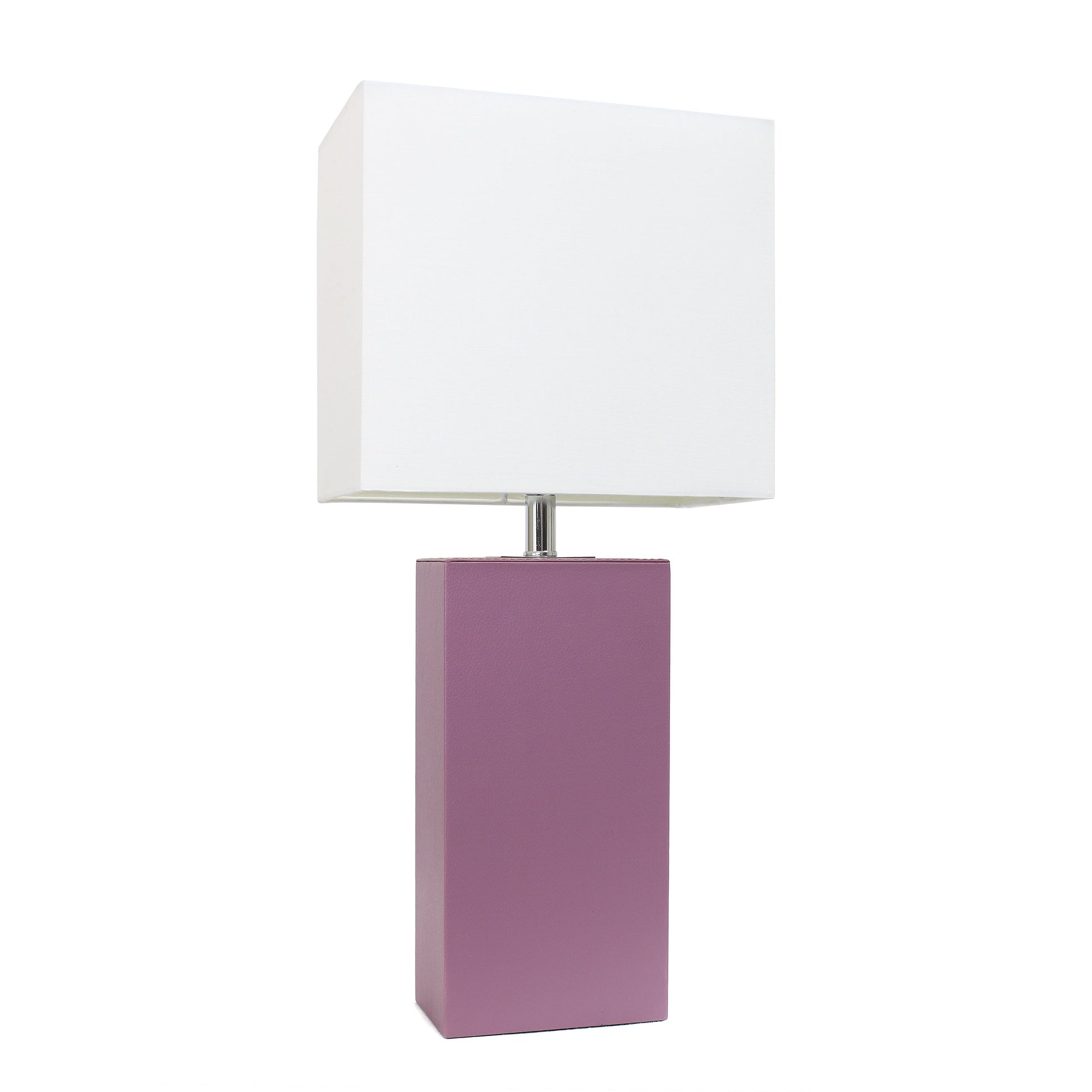 All The Rages Lalia Home Lexington 21" Purple Leather Base Modern Home Bedside Table Lamp