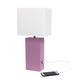 All The Rages Lalia Home Lexington 21" Purple Leather Base Modern Home Décor Bedside Table Lamp With USB Charging Port