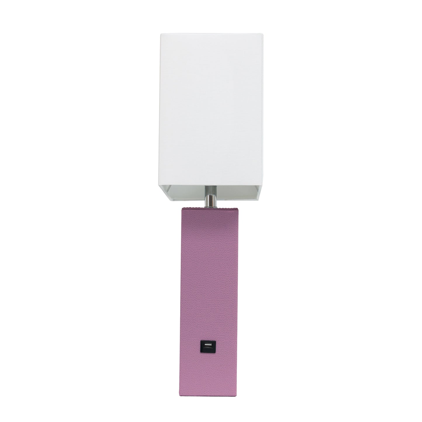 All The Rages Lalia Home Lexington 21" Purple Leather Base Modern Home Décor Bedside Table Lamp With USB Charging Port
