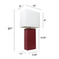 All The Rages Lalia Home Lexington 21" Red Leather Base Modern Home Bedside Table Lamp
