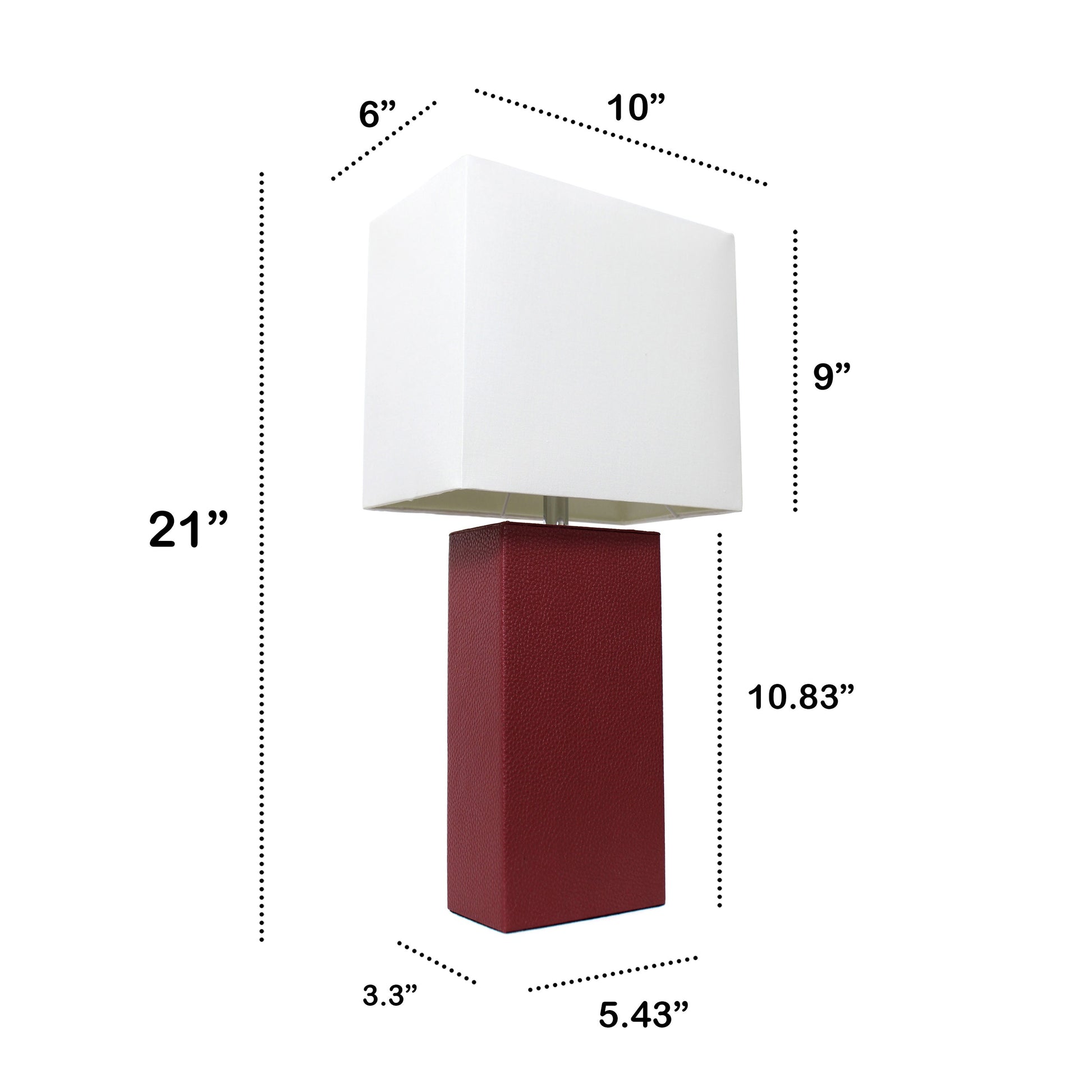 All The Rages Lalia Home Lexington 21" Red Leather Base Modern Home Bedside Table Lamp