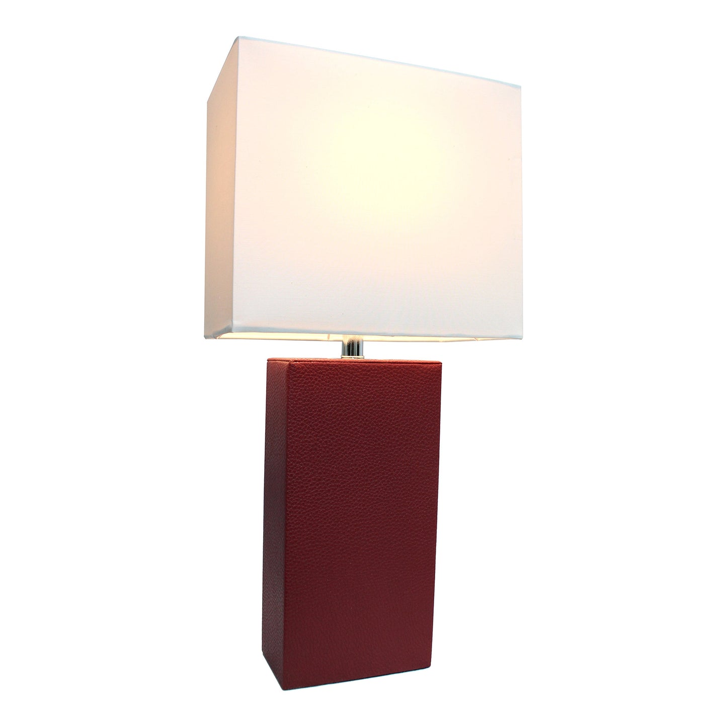 All The Rages Lalia Home Lexington 21" Red Leather Base Modern Home Bedside Table Lamp