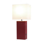 All The Rages Lalia Home Lexington 21" Red Leather Base Modern Home Décor Bedside Table Lamp With USB Charging Port