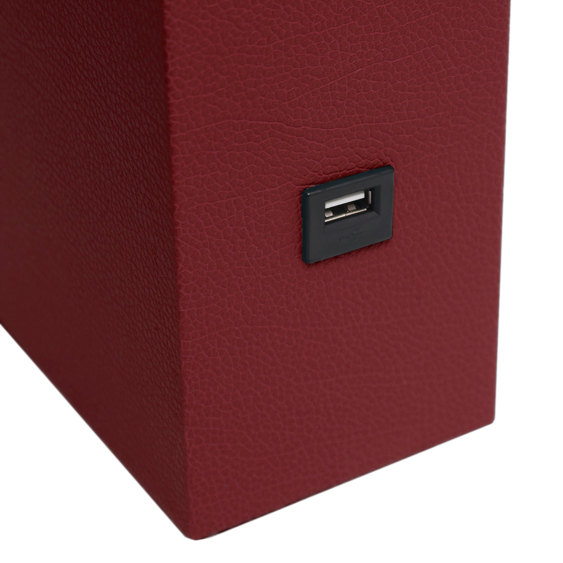 All The Rages Lalia Home Lexington 21" Red Leather Base Modern Home Décor Bedside Table Lamp With USB Charging Port