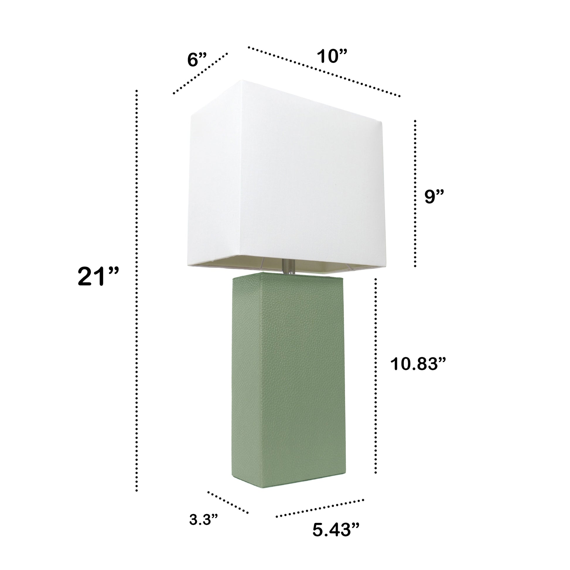 All The Rages Lalia Home Lexington 21" Sage Green Leather Base Modern Home Bedside Table Lamp
