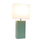 All The Rages Lalia Home Lexington 21" Sage Green Leather Base Modern Home Bedside Table Lamp