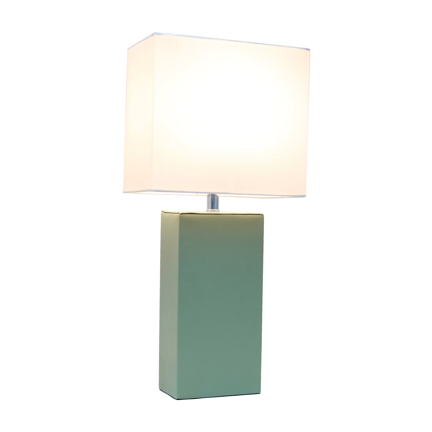 All The Rages Lalia Home Lexington 21" Sage Green Leather Base Modern Home Bedside Table Lamp