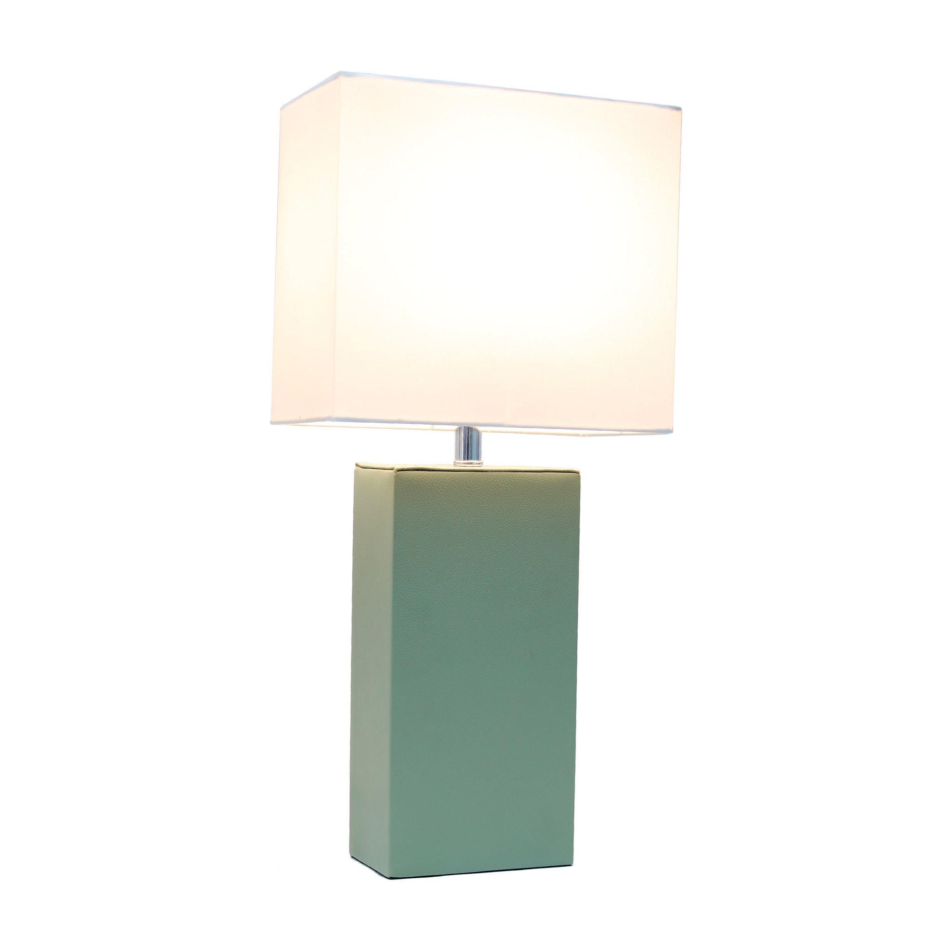 All The Rages Lalia Home Lexington 21" Sage Green Leather Base Modern Home Bedside Table Lamp