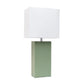 All The Rages Lalia Home Lexington 21" Sage Green Leather Base Modern Home Bedside Table Lamp