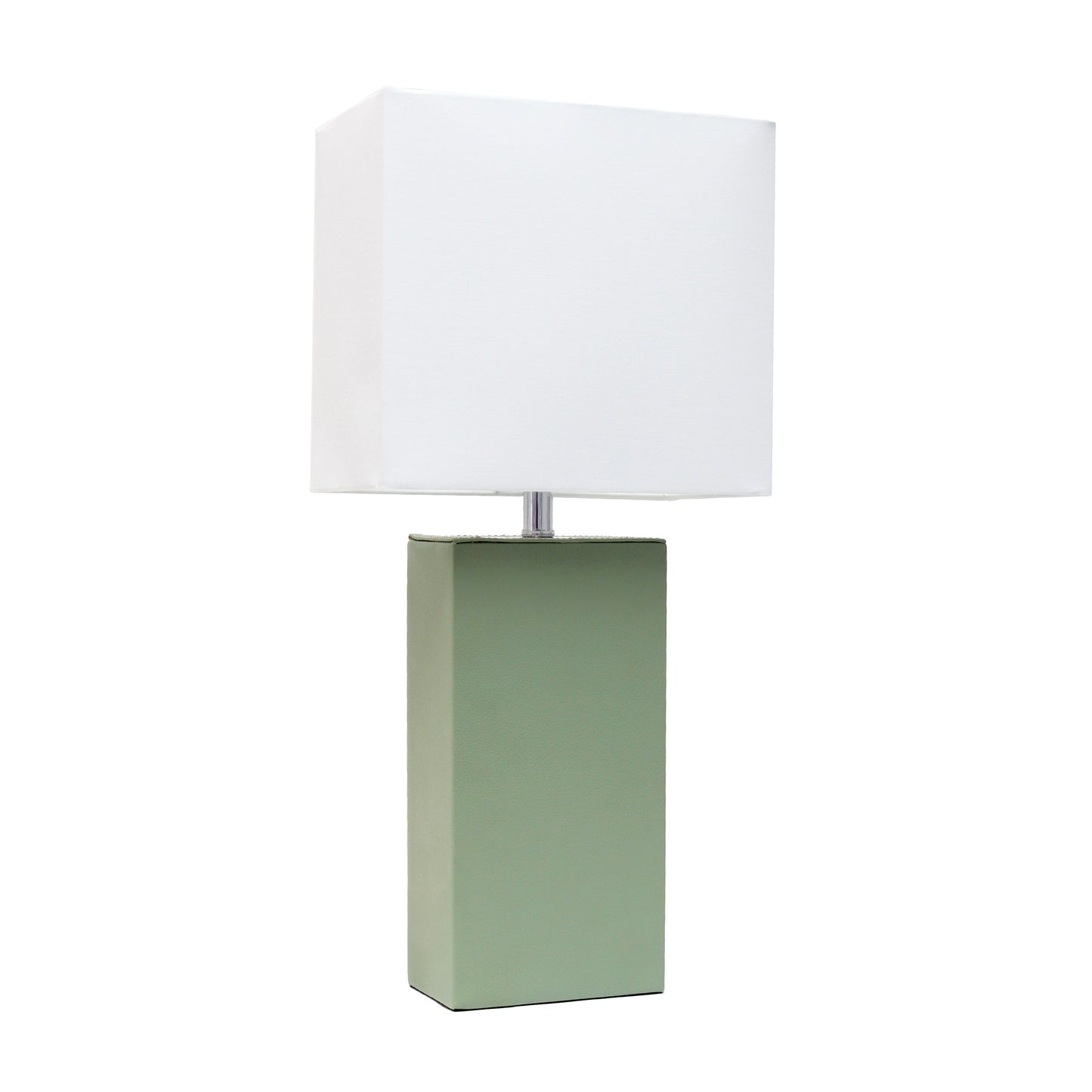 All The Rages Lalia Home Lexington 21" Sage Green Leather Base Modern Home Bedside Table Lamp