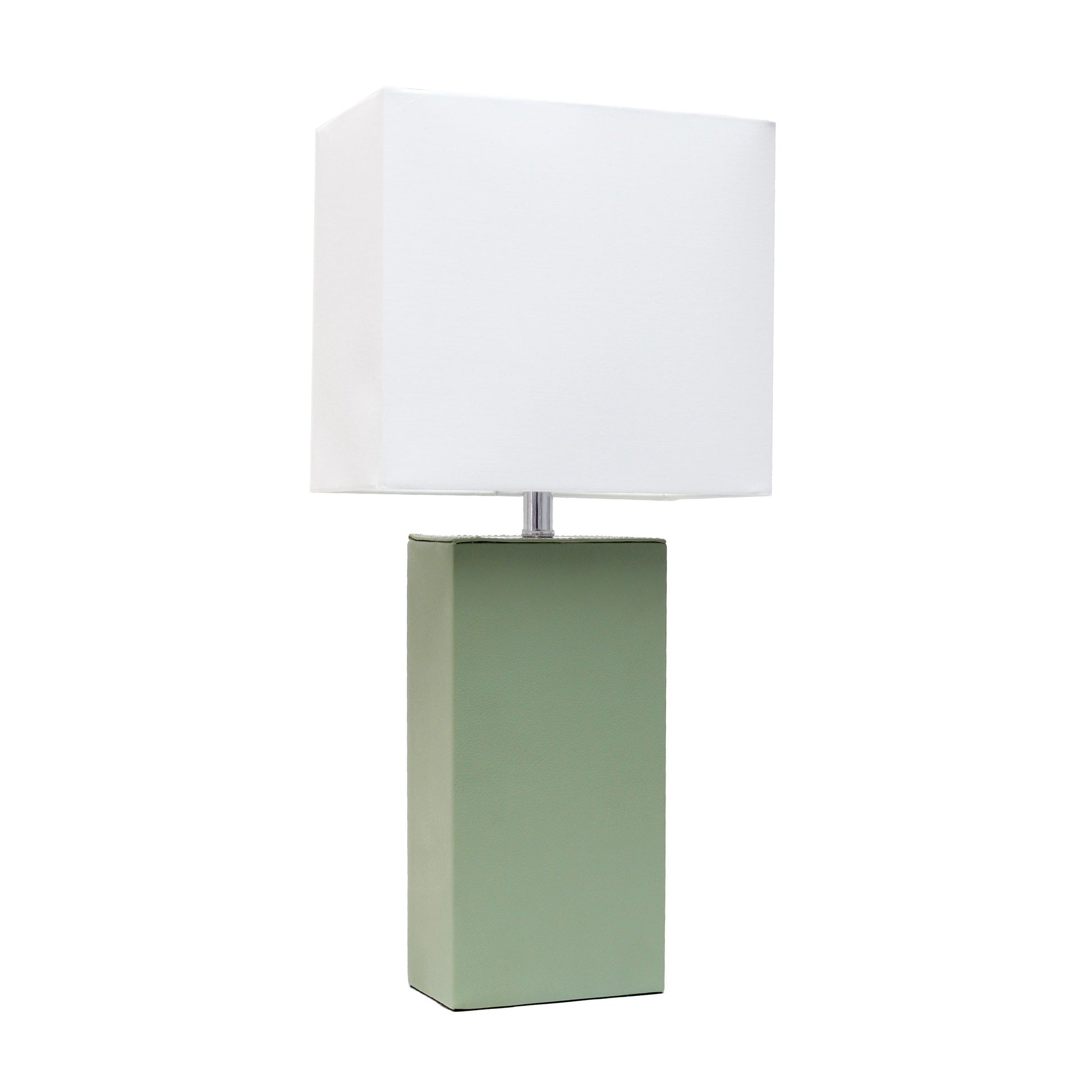 All The Rages Lalia Home Lexington 21" Sage Green Leather Base Modern Home Bedside Table Lamp