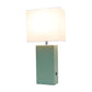 All The Rages Lalia Home Lexington 21" Sage Green Leather Base Modern Home Décor Bedside Table Lamp With USB Charging Port