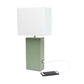 All The Rages Lalia Home Lexington 21" Sage Green Leather Base Modern Home Décor Bedside Table Lamp With USB Charging Port