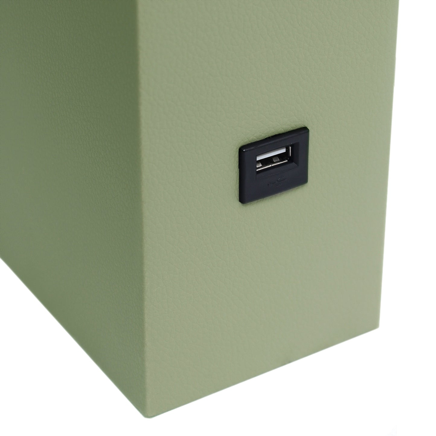 All The Rages Lalia Home Lexington 21" Sage Green Leather Base Modern Home Décor Bedside Table Lamp With USB Charging Port