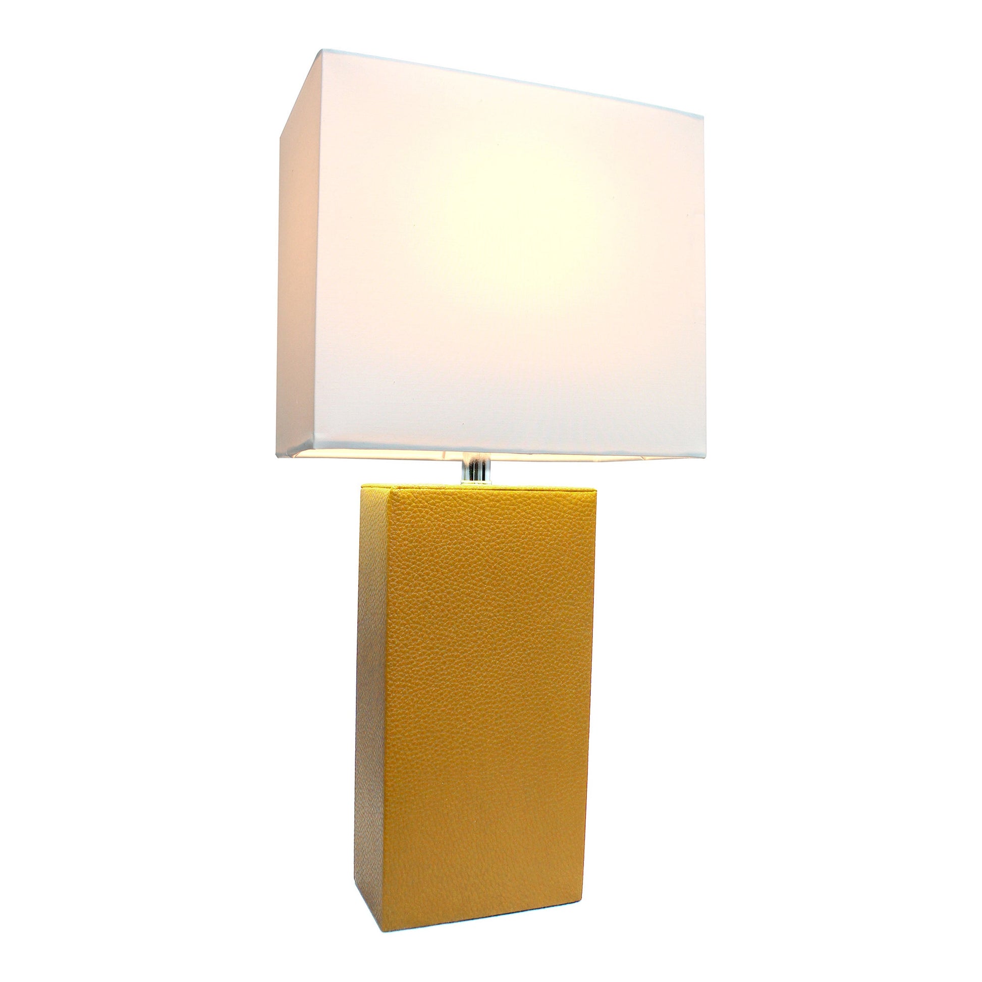 All The Rages Lalia Home Lexington 21" Tan Leather Base Modern Home Bedside Table Lamp
