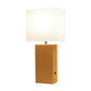 All The Rages Lalia Home Lexington 21" Tan Leather Base Modern Home Décor Bedside Table Lamp With USB Charging Port