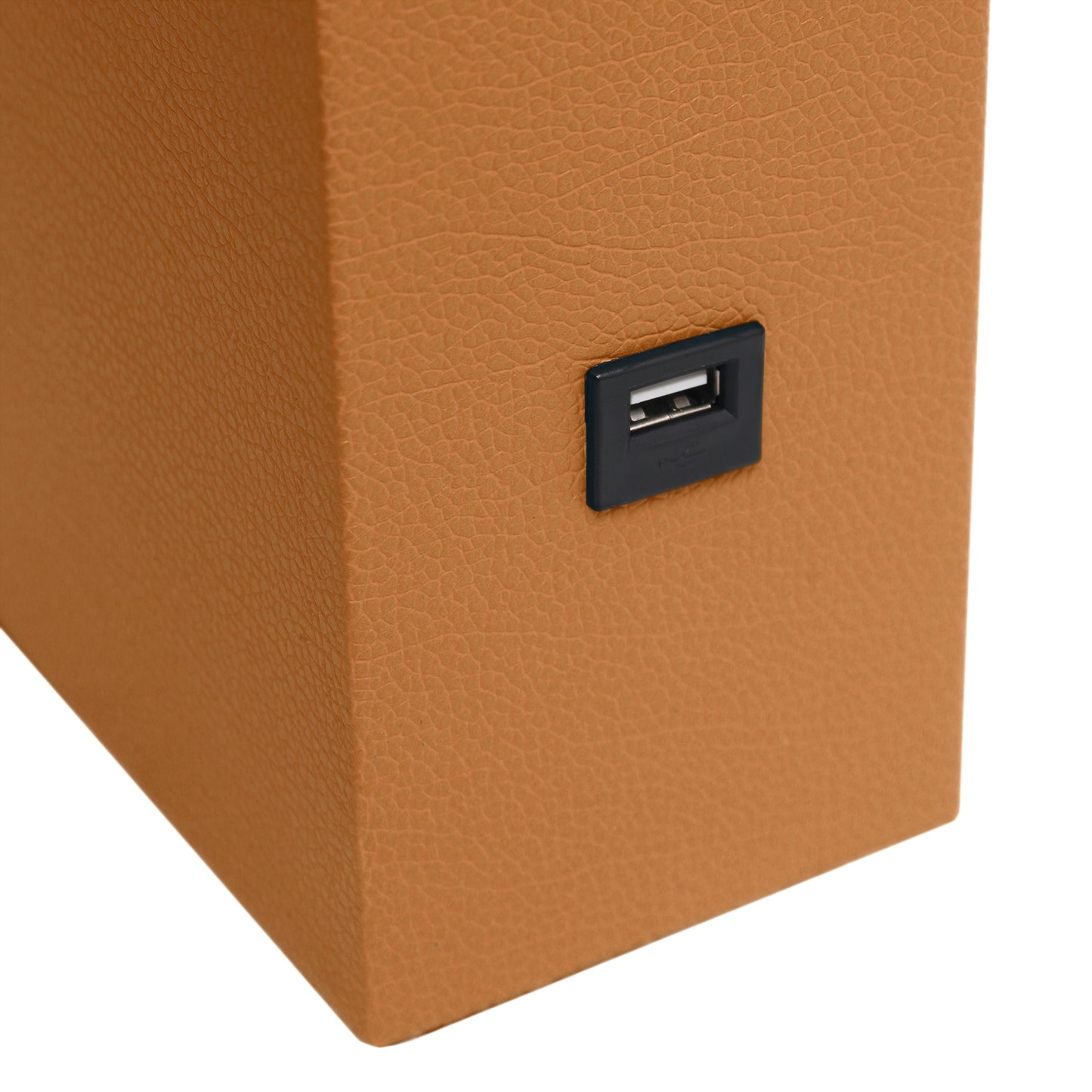 All The Rages Lalia Home Lexington 21" Tan Leather Base Modern Home Décor Bedside Table Lamp With USB Charging Port