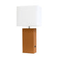 All The Rages Lalia Home Lexington 21" Tan Leather Base Modern Home Décor Bedside Table Lamp With USB Charging Port