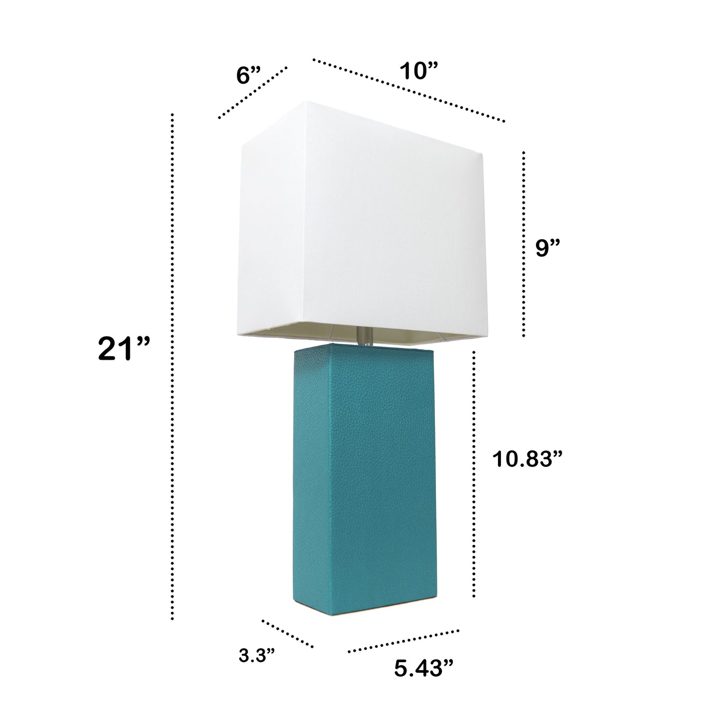 All The Rages Lalia Home Lexington 21" Teal Leather Base Modern Home Bedside Table Lamp