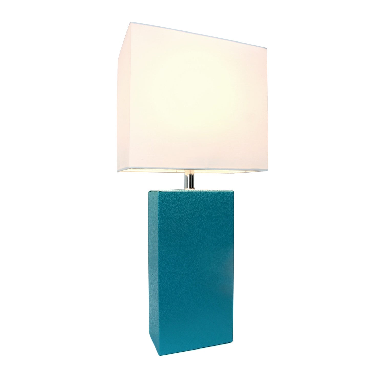 All The Rages Lalia Home Lexington 21" Teal Leather Base Modern Home Bedside Table Lamp