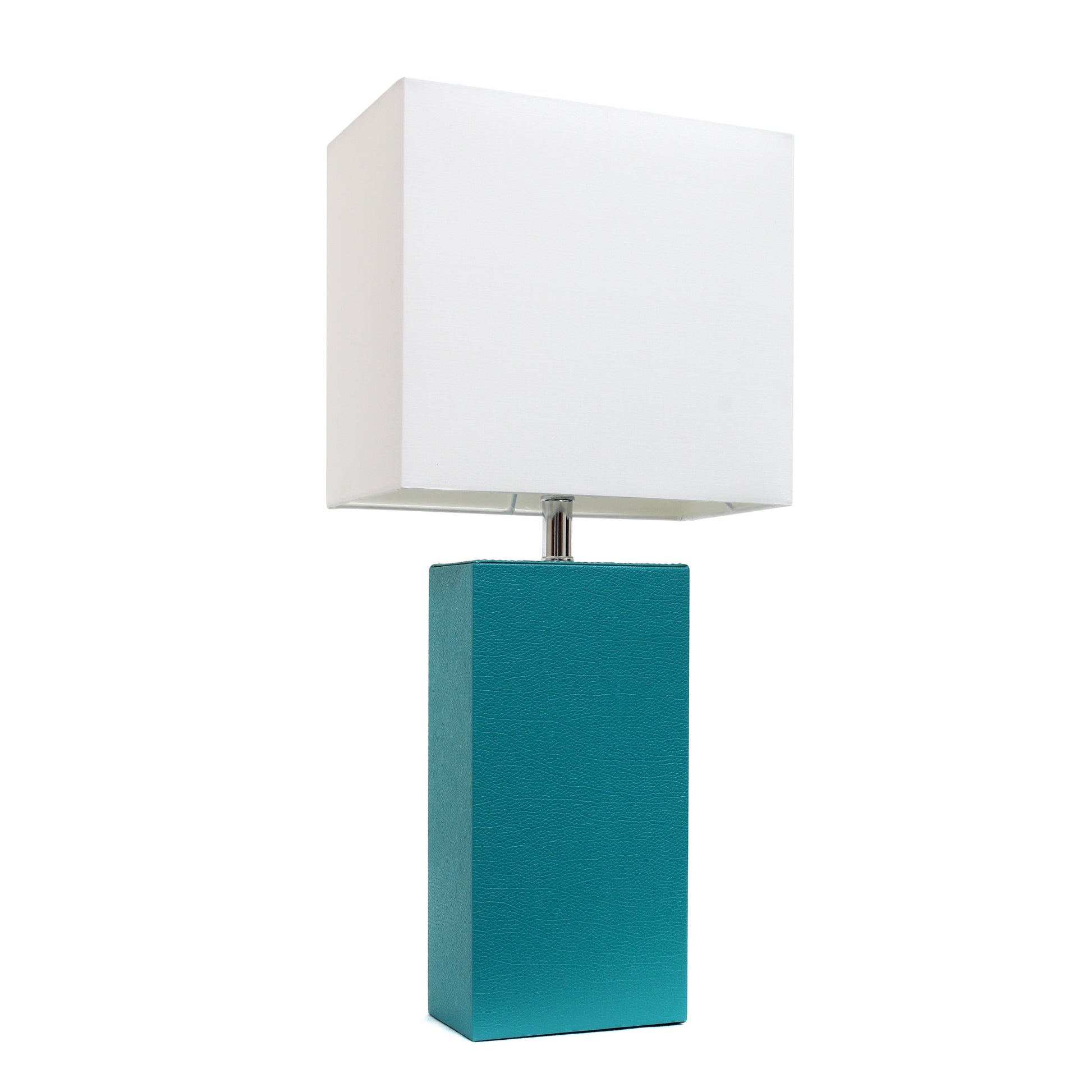 All The Rages Lalia Home Lexington 21" Teal Leather Base Modern Home Bedside Table Lamp