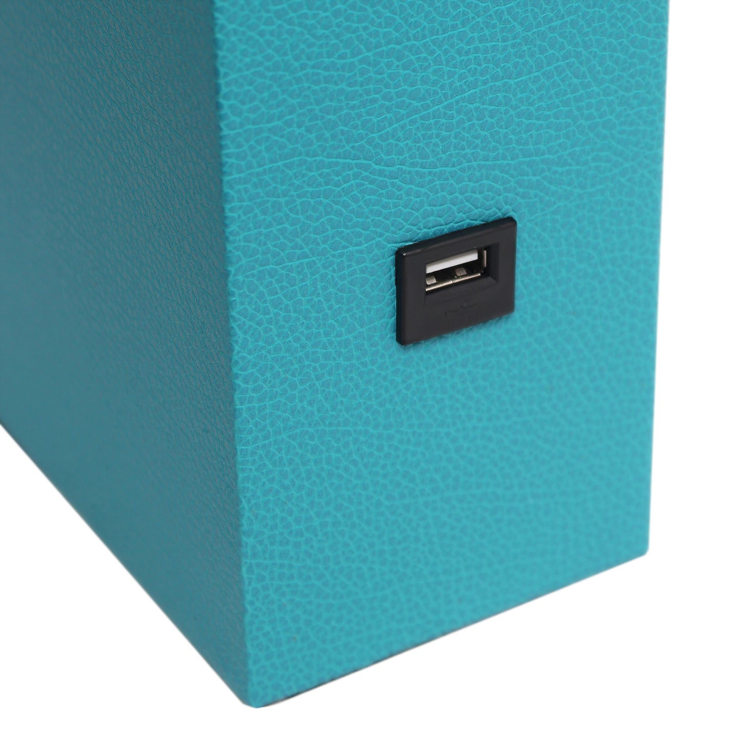 All The Rages Lalia Home Lexington 21" Teal Leather Base Modern Home Décor Bedside Table Lamp With USB Charging Port