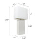 All The Rages Lalia Home Lexington 21" White Leather Base Modern Home Bedside Table Lamp