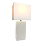 All The Rages Lalia Home Lexington 21" White Leather Base Modern Home Bedside Table Lamp