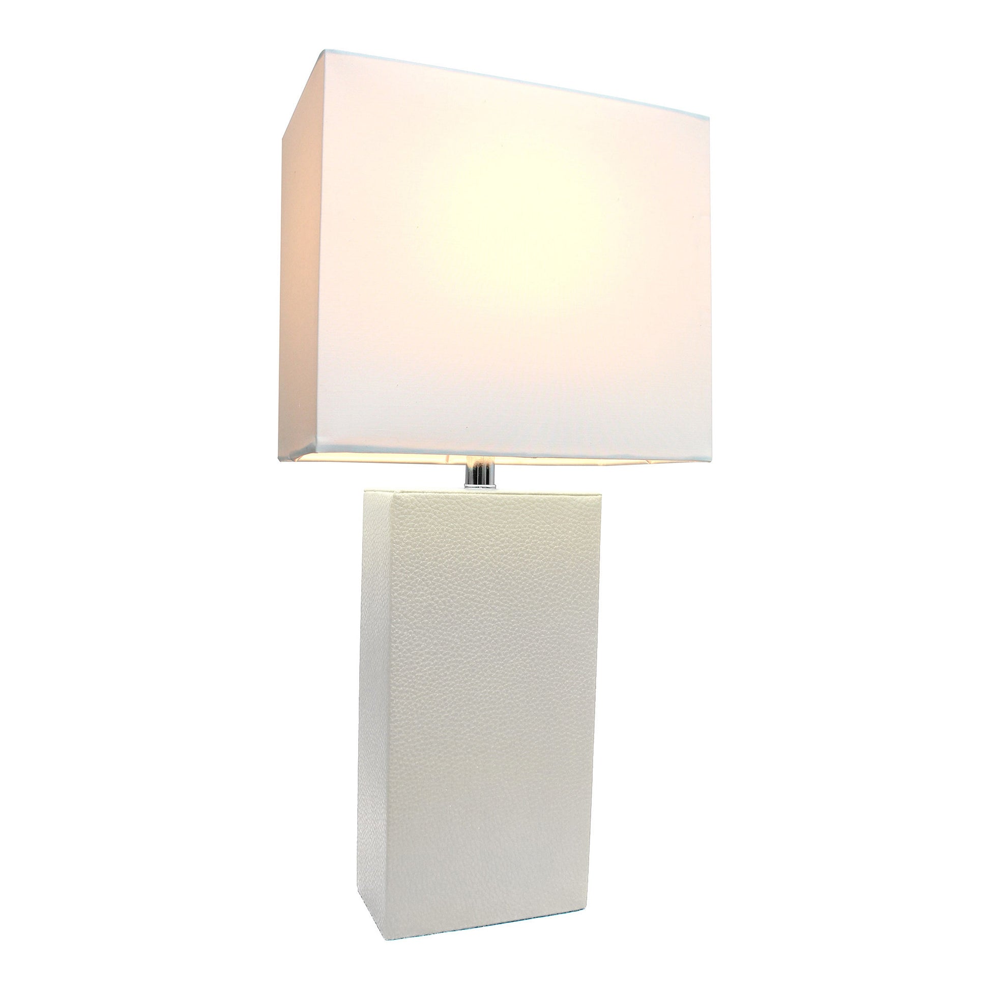 All The Rages Lalia Home Lexington 21" White Leather Base Modern Home Bedside Table Lamp