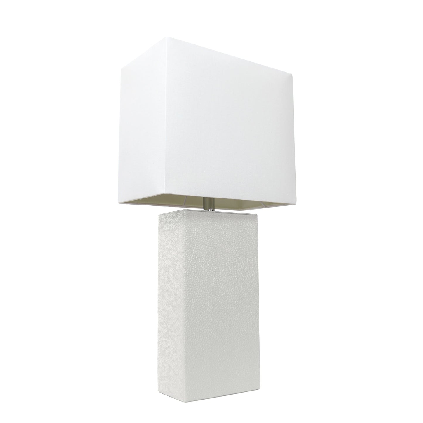All The Rages Lalia Home Lexington 21" White Leather Base Modern Home Bedside Table Lamp
