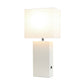 All The Rages Lalia Home Lexington 21" White Leather Base Modern Home Décor Bedside Table Lamp With USB Charging Port