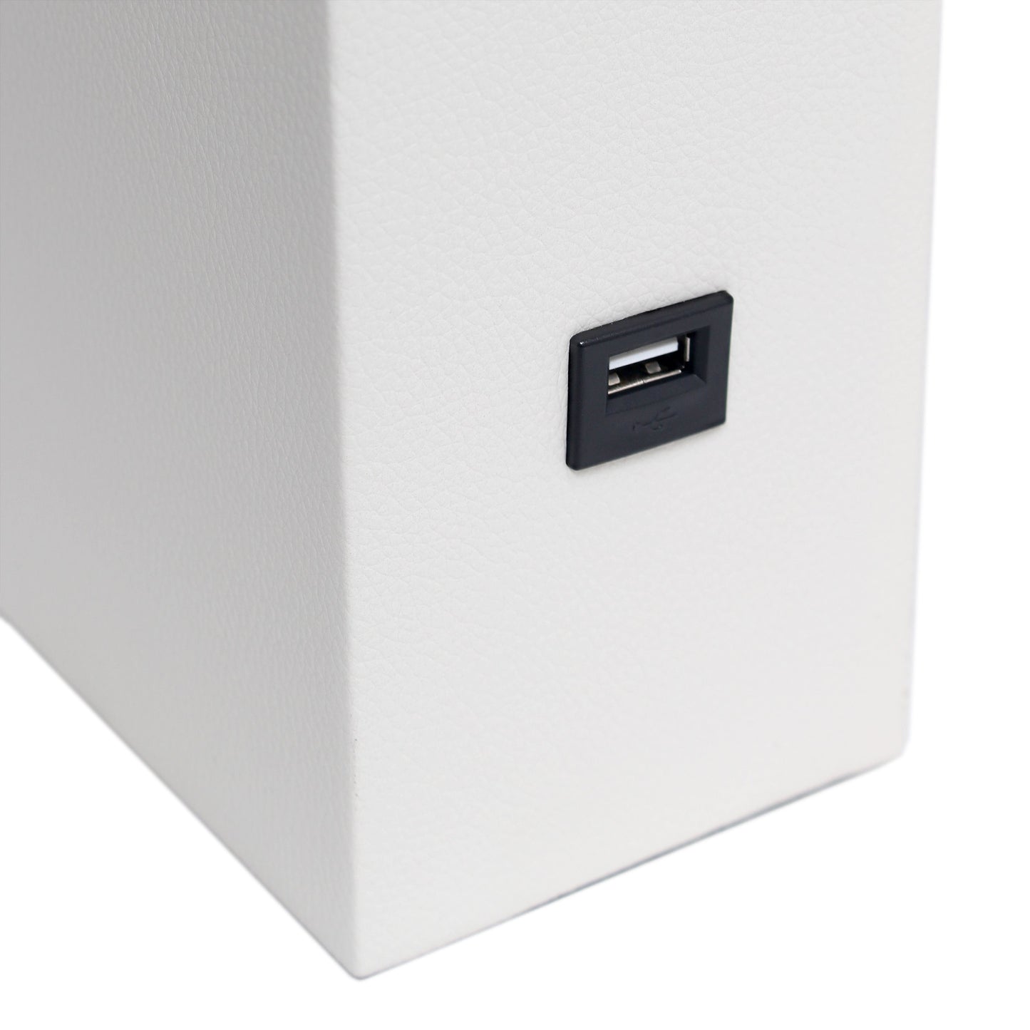 All The Rages Lalia Home Lexington 21" White Leather Base Modern Home Décor Bedside Table Lamp With USB Charging Port