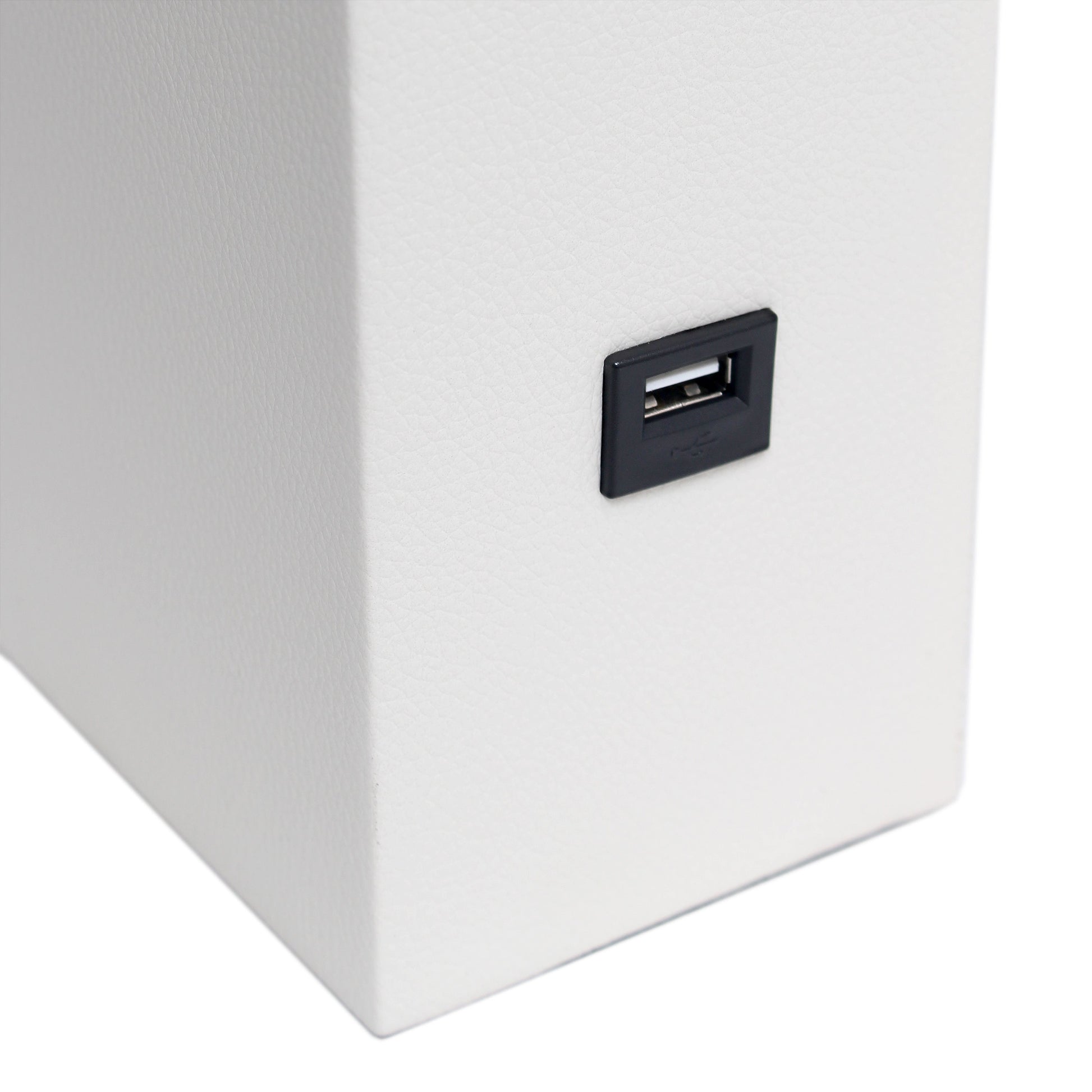 All The Rages Lalia Home Lexington 21" White Leather Base Modern Home Décor Bedside Table Lamp With USB Charging Port