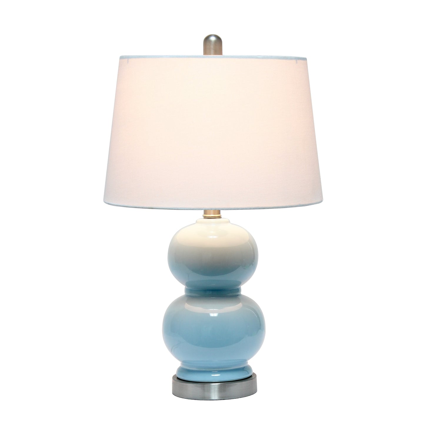All The Rages Lalia Home Light Blue Dual Orb Table Lamp With White Fabric Shade