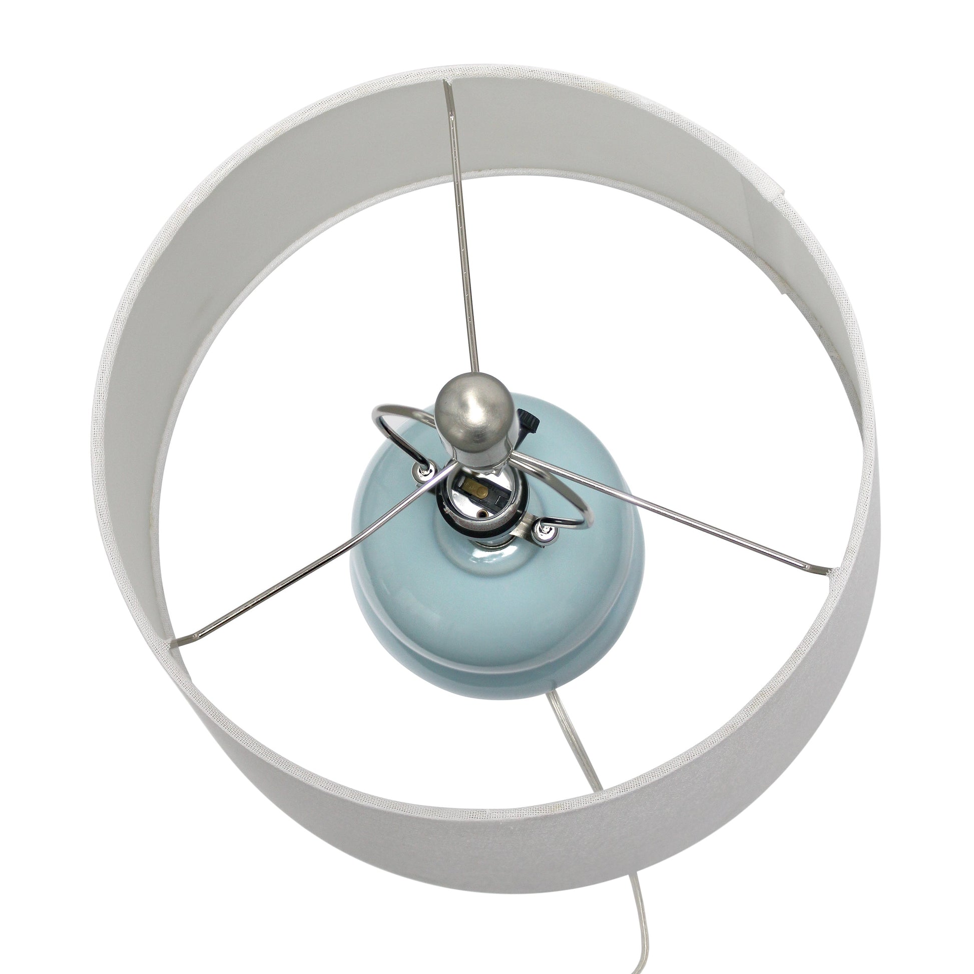 All The Rages Lalia Home Light Blue Dual Orb Table Lamp With White Fabric Shade