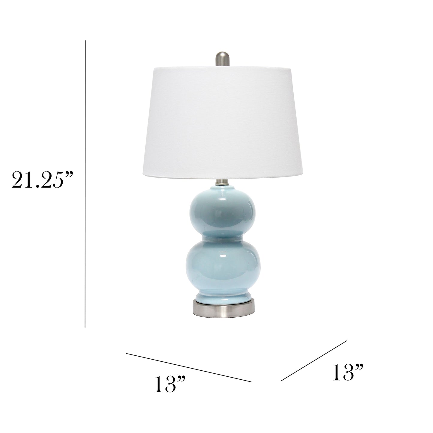 All The Rages Lalia Home Light Blue Dual Orb Table Lamp With White Fabric Shade