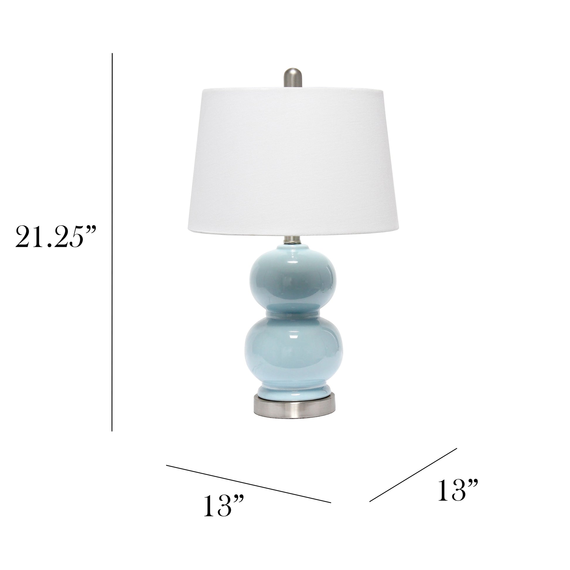 All The Rages Lalia Home Light Blue Dual Orb Table Lamp With White Fabric Shade
