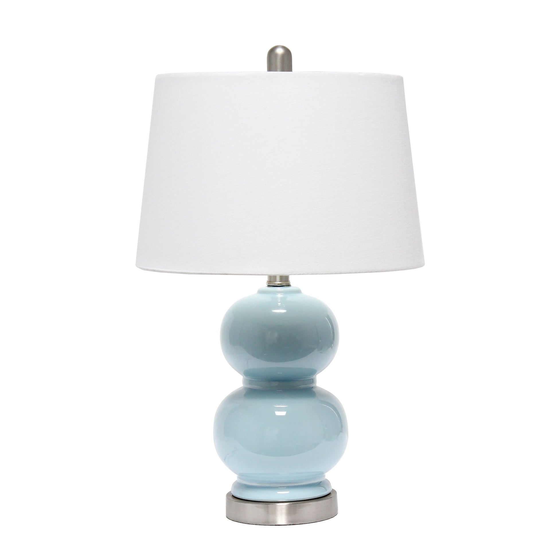All The Rages Lalia Home Light Blue Dual Orb Table Lamp With White Fabric Shade