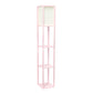 All The Rages Lalia Home Light Pink Column Shelf Floor Lamp With A Linen Shade