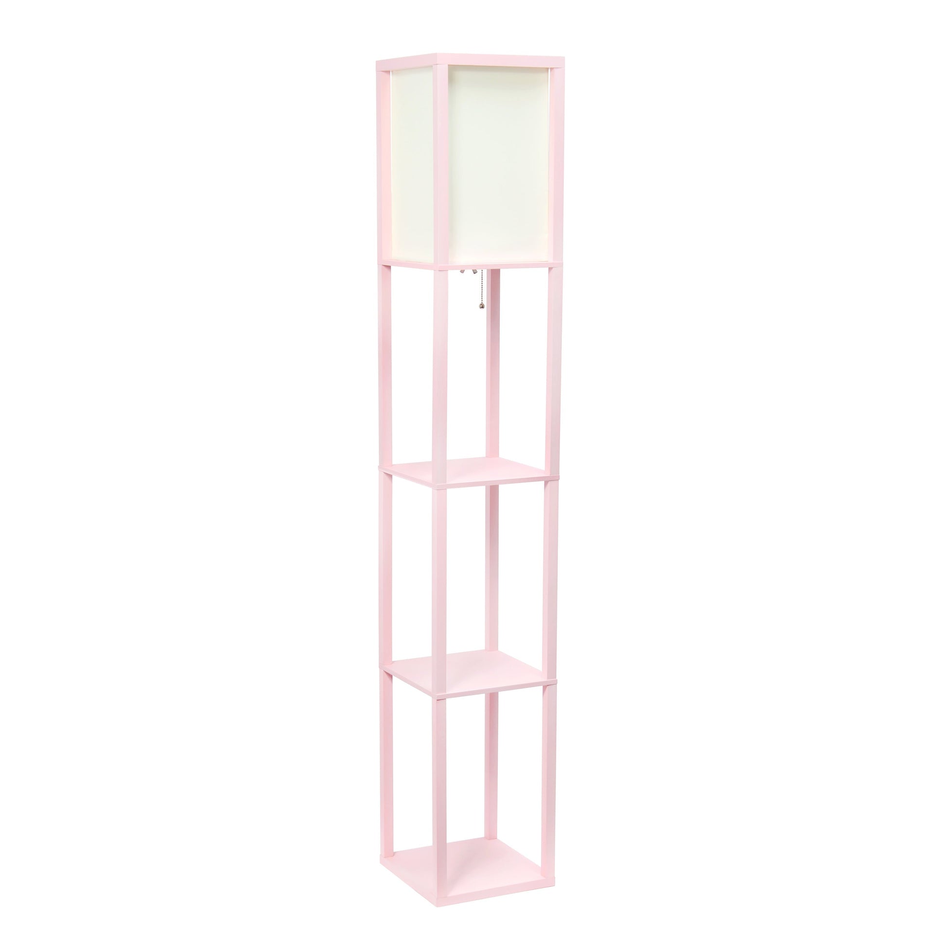 All The Rages Lalia Home Light Pink Column Shelf Floor Lamp With A Linen Shade