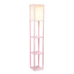 All The Rages Lalia Home Light Pink Column Shelf Floor Lamp With A Linen Shade